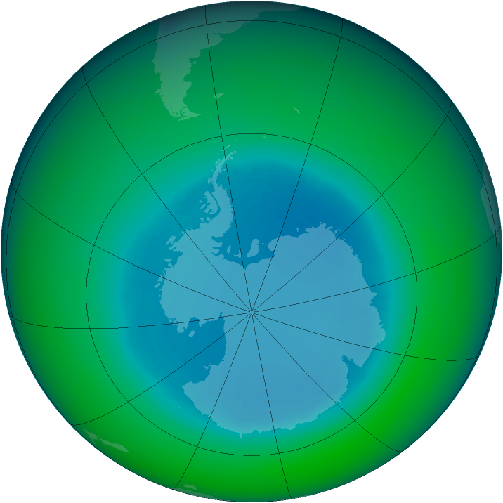 1990-August monthly mean Antarctic ozone